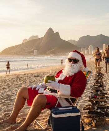 papai noel na praia