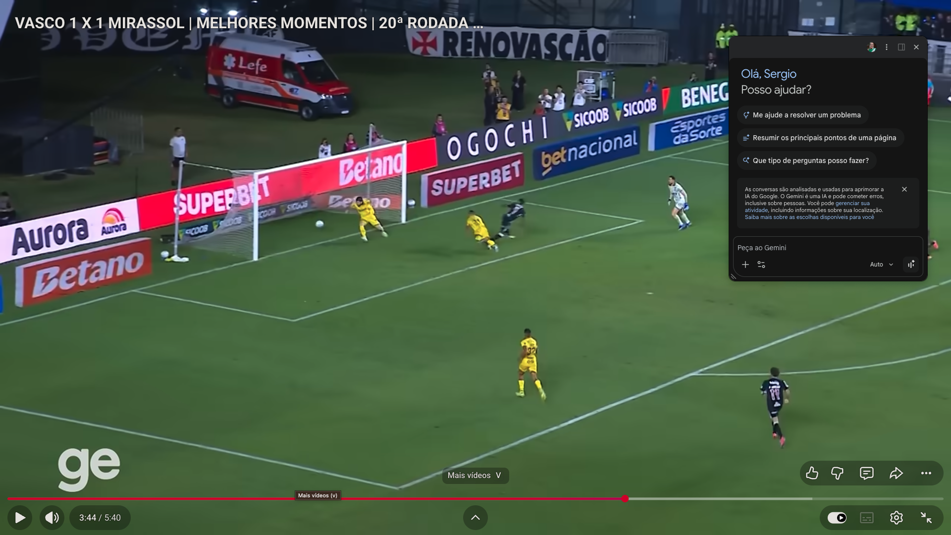 VASCO 1 X 1 MIRASSOL